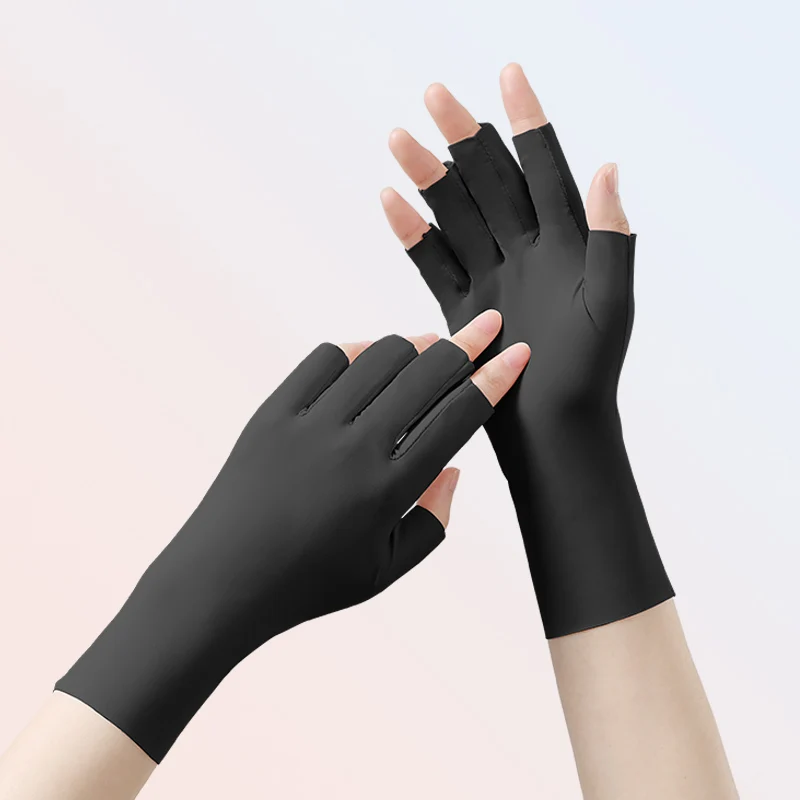 Custom logo anti uv half finger women protective sun summer driving fingerless gloves