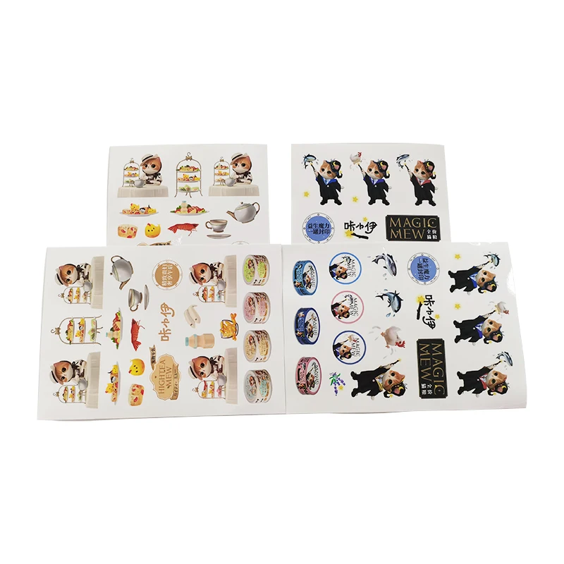 High Quality Eco-friendly Adhesive Cartoon Kiss Cut Paper Custom Sheet Sticker Printing