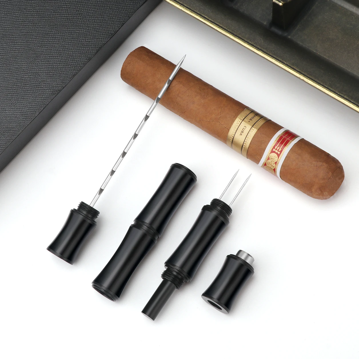 XiFei Wholesale Multifunction Cigar Tool All in one Bamboo Cigar Draw Enhancer Cigar Needle Punch