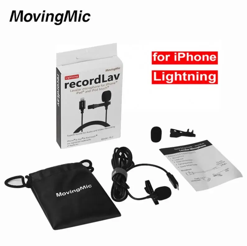 Professional Portable Omini-Directional For Collar Tie Clip Microphone And Mic Producer With Lightning Plug