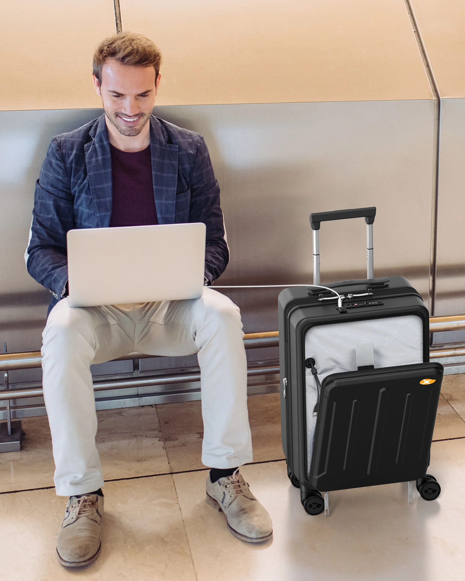 MGOB Customization Multifunction Outdoor Travel PC Luggage 20' TSA lock Carry On Airline suitcase charging luggage Suitcase