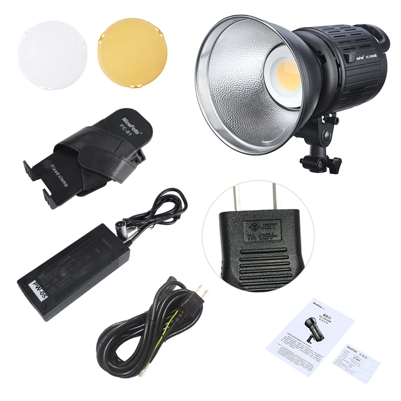 NiceFoto HC-1000B II 100W LCD Display 3200K/5600K CRI95+ APP Remote Control Photography LED Video Light Lamp with Color Filters