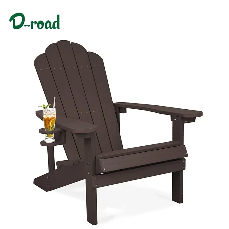 Adirondack Chair with Cup Holder Weather Resistant 1 Chair Patio Plastic Adirondack Chair for Lawn Garden  Backyard