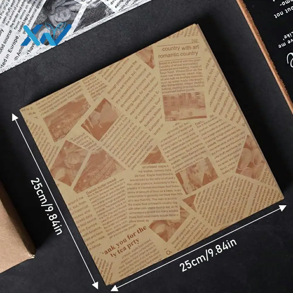 Custom Size Sandwich Food Packaging Wax Tissue Paper Printed Greaseproof Paper Printing Virgin Baking Paper Coated