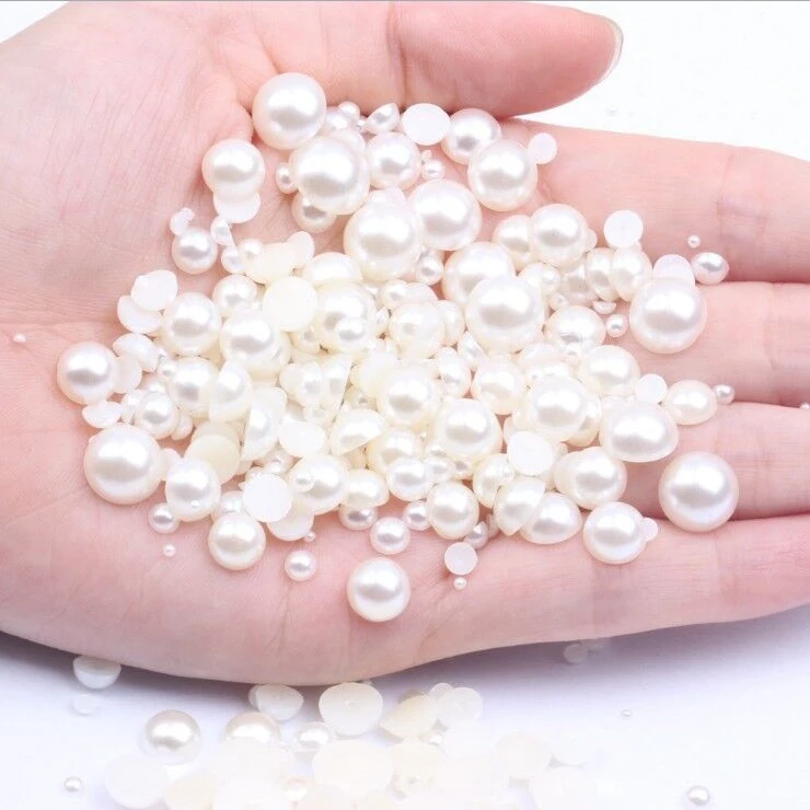Nail Art Pearls Tips Half Round Pearls 3d Nail Beads Rhinestone Decoration DIY Nail Pearl