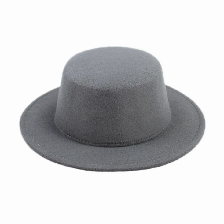  Wholesale Winter And Autumn New Fashion Jazz Cap Panama Vintage Size 54 cm kid Felt Hard Brim Fedora