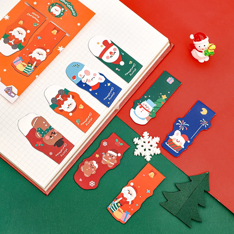 Magnetic Bookmarks Page Markers Paper Book Mark Christmas Printed Bookmark for Book Lovers Kids Reading wholesale stationery