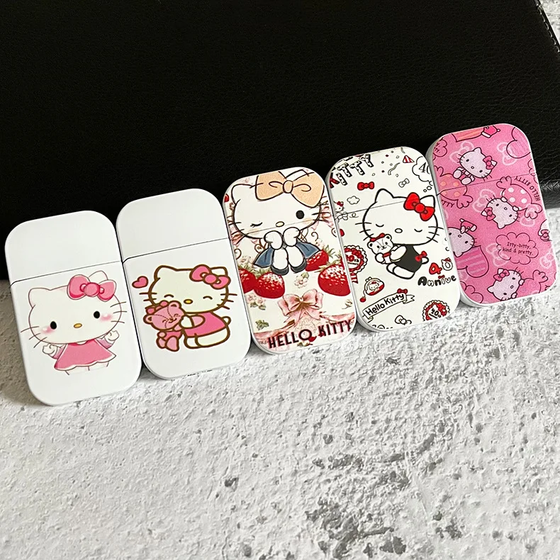 Wholesale Pink Flame Lady  lighter Hello Kitty Lighter Windproof Cute Kuromi Cigarette lighter for Girls