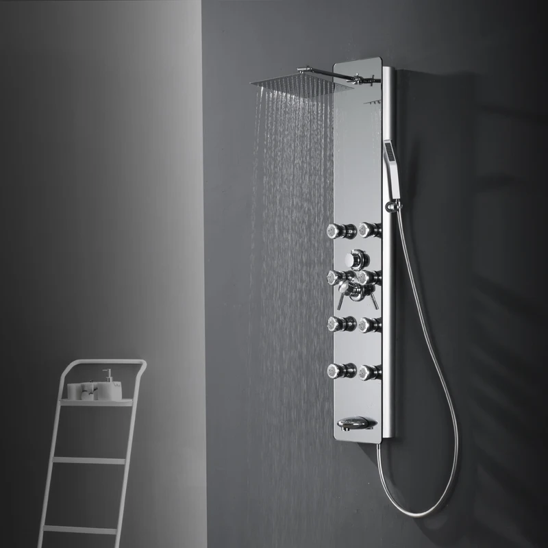 luxury wc toilet rain shower tower system bathroom wall mounted shower column set stainless steel shower panel waterfall