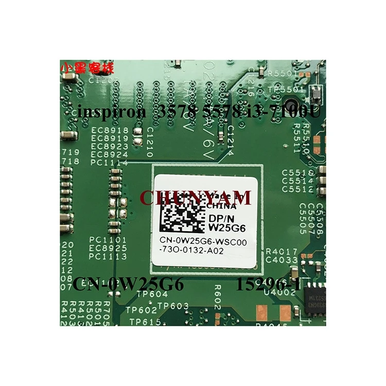 100% working Not repaired motherboard laptop 15296-1 W25G6 For Dell Inspiron 5378 5578