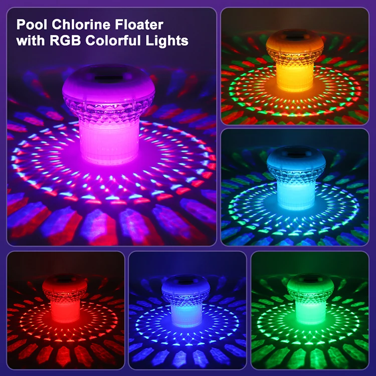 OEM ODM Solar LCD Thermometer Floating Chlorine Dispenser Floater Chlorinator Pool Chlorine Tablets for Swimming pool