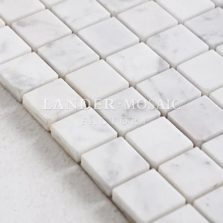 Polished Bianco Carrara White square Marble Mosaic for Kitchen Backsplash