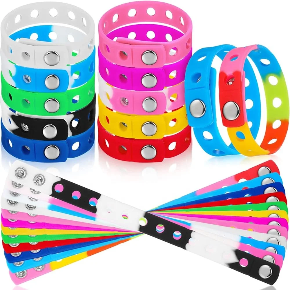 2024 Promotion Gift Rubber Colorful Wristband bracelet for shoe charms children adjustable silicone charm bracelet