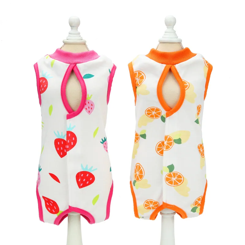 Fruit print surgical clothes for cat sterilization suit grooming clothes pet dogs cats clothing apparel wholesale