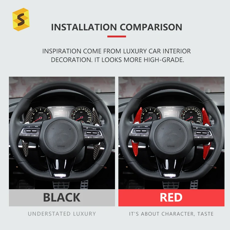  ES Car Interior Steering Wheel Extension Accessories Trim Real Carbon Fiber Shift Paddle For KIA