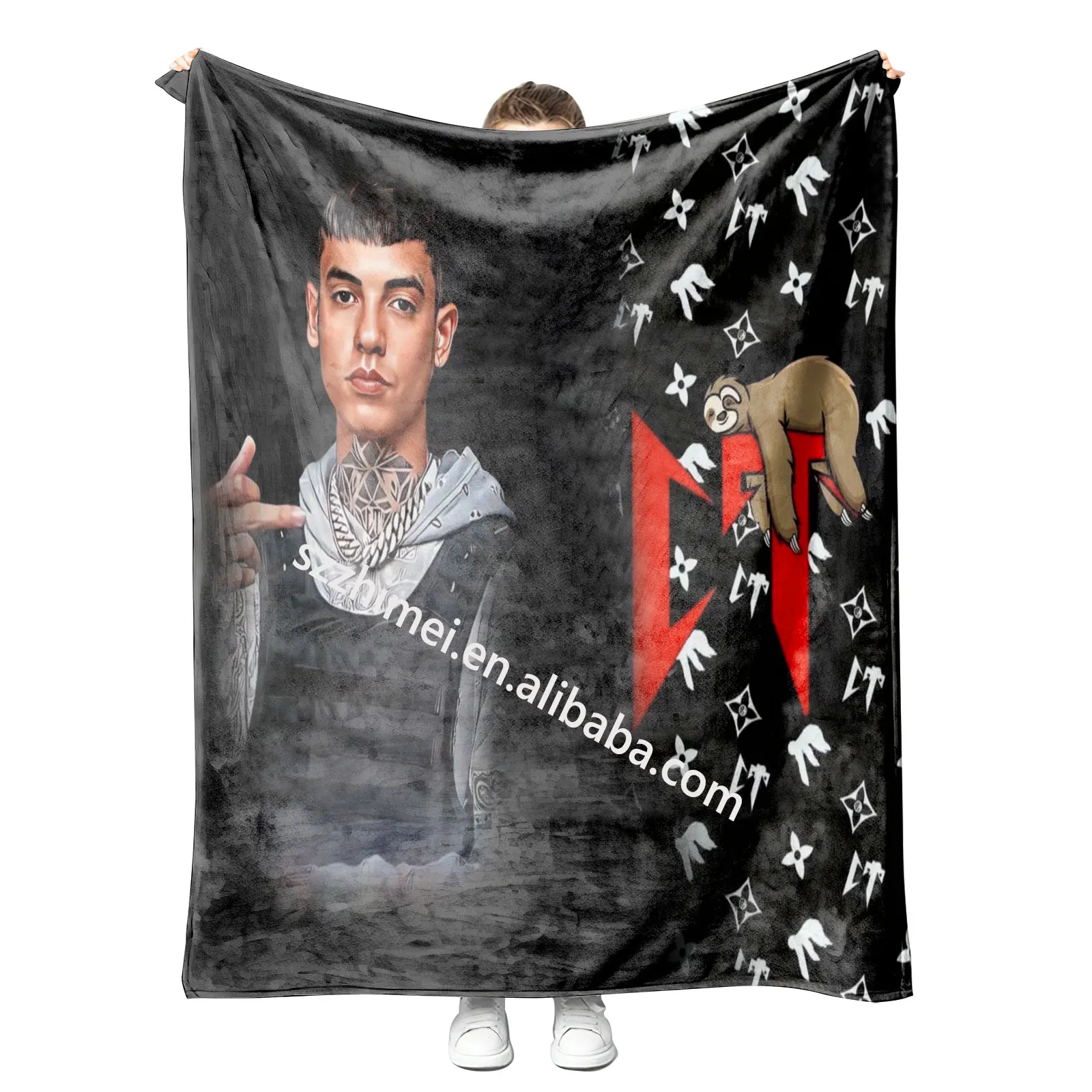 Wholesale custom mexican rapper natanael cano ct blanket corridos tumbados cobijas personalizar frazadas