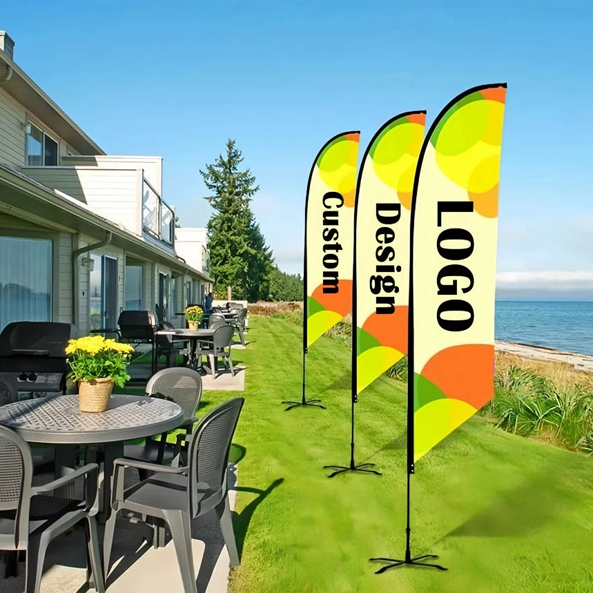 Flag Factory Wholesale Flying Beach Flag Banner Promotional Advertising Wind Outdoor Custom Feather Flags
