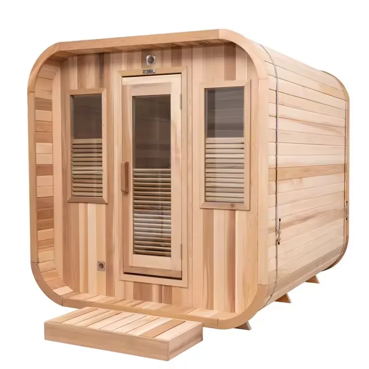 2024 Luxury Durable Comfortable Wooden Cube Sauna Rooms with Harvia Stove and Customized Design