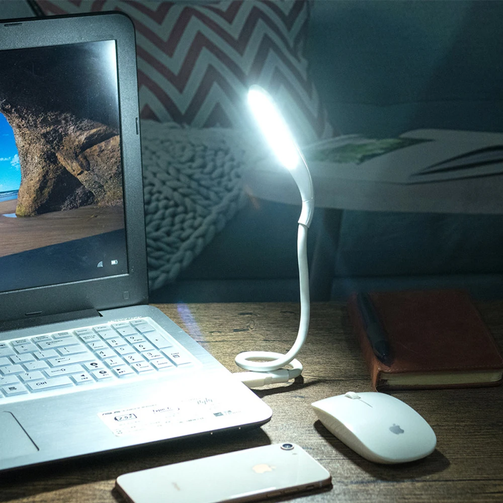 Гибкая светодиодная лампа для чтения Gooseneck 5 В USB Портативная клавиатура ноутбука высокая яркость с регулируемой яркостью