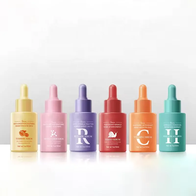 Factory Supplier Skin Care Serum Anti Aging Lightening Turmeric Snail Nicotinamide Retinol Hyaluronic Acid Vitamin C Serum Set