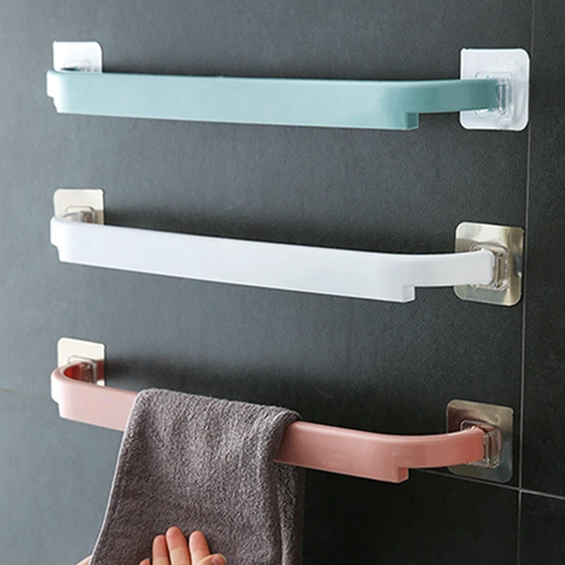 High Quality Cheap Self-adhesive Rack Holder Plastic Bathroom Corner Towel Hanger Plastic Wall Mounted Bathroom Towel Bar Shelf