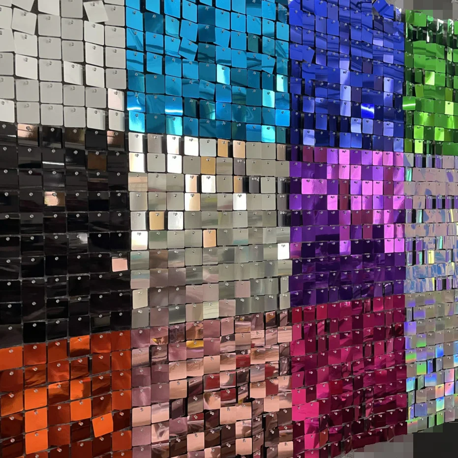 Transparent Grid Backboard Sequin Shimmer Wall Backdrop Wedding Birthday Decoration Shimmer Sequin Wall Panel Backdrop