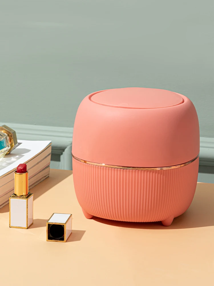 Trash Can  Luxury Pressing Desktop  Home Table Plastic Mini Waste Bins Office Supplies Small Storage Bucket Box