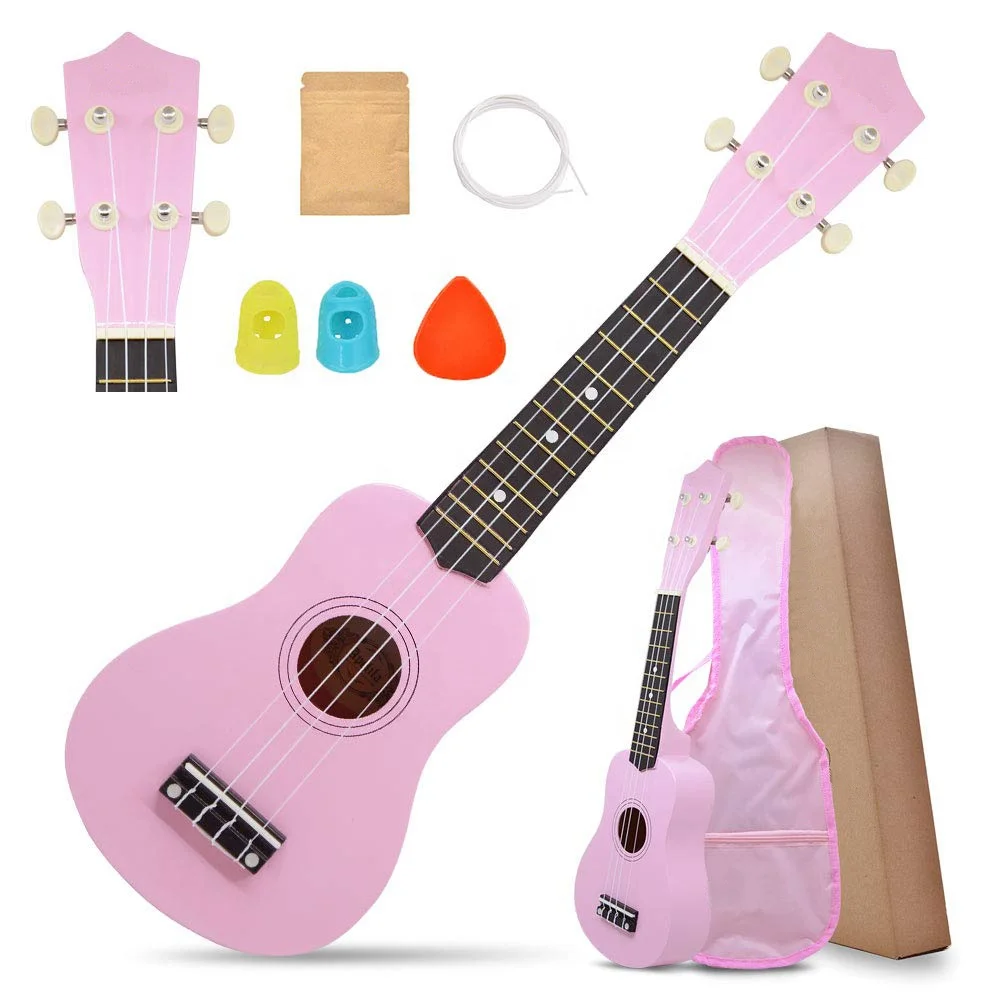 21 inch Soprano Ukulele Acoustic Mini Guitar Musical Instrument with Bag, Pick, Strings, for Beginner, Multicolored