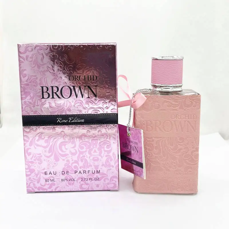 High quality Pink leather holster arabic perfume luxury 100ML Middle East Dubai UAE Vietnam women ORCHID BROWN perfume Wholesale