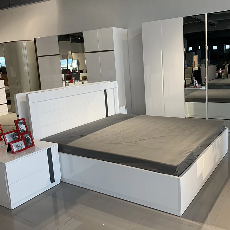 Bedroom Home Bed Furniture  MHAA006 Platform Bed Queen King Size Wood Beds