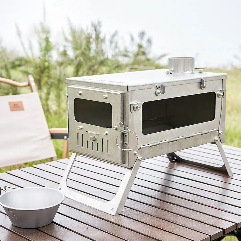Mini Tent Stove Ultralight Stainless Steel Hot Tent Stove 30*19*15cm Outdoor Firewood Oven Portable Camping Wood Burning Stove