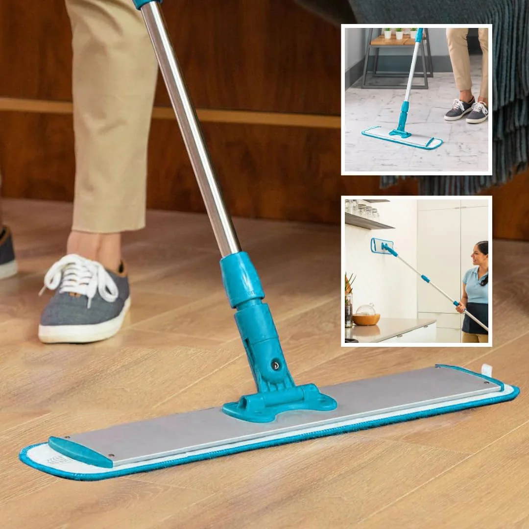 Strong Absorbing Magic Mop Set for Home Use Microfiber Cleaning Flat Stainless Steel Handle with Twisted Cotton Cloth Head Floor