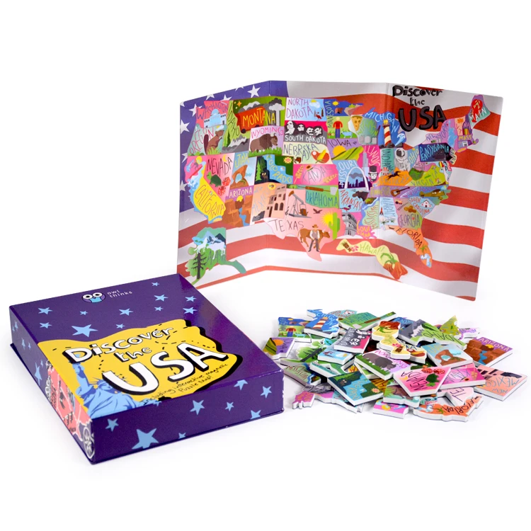Maghard Customized made fancy American magnetic map puzzle for kids school education