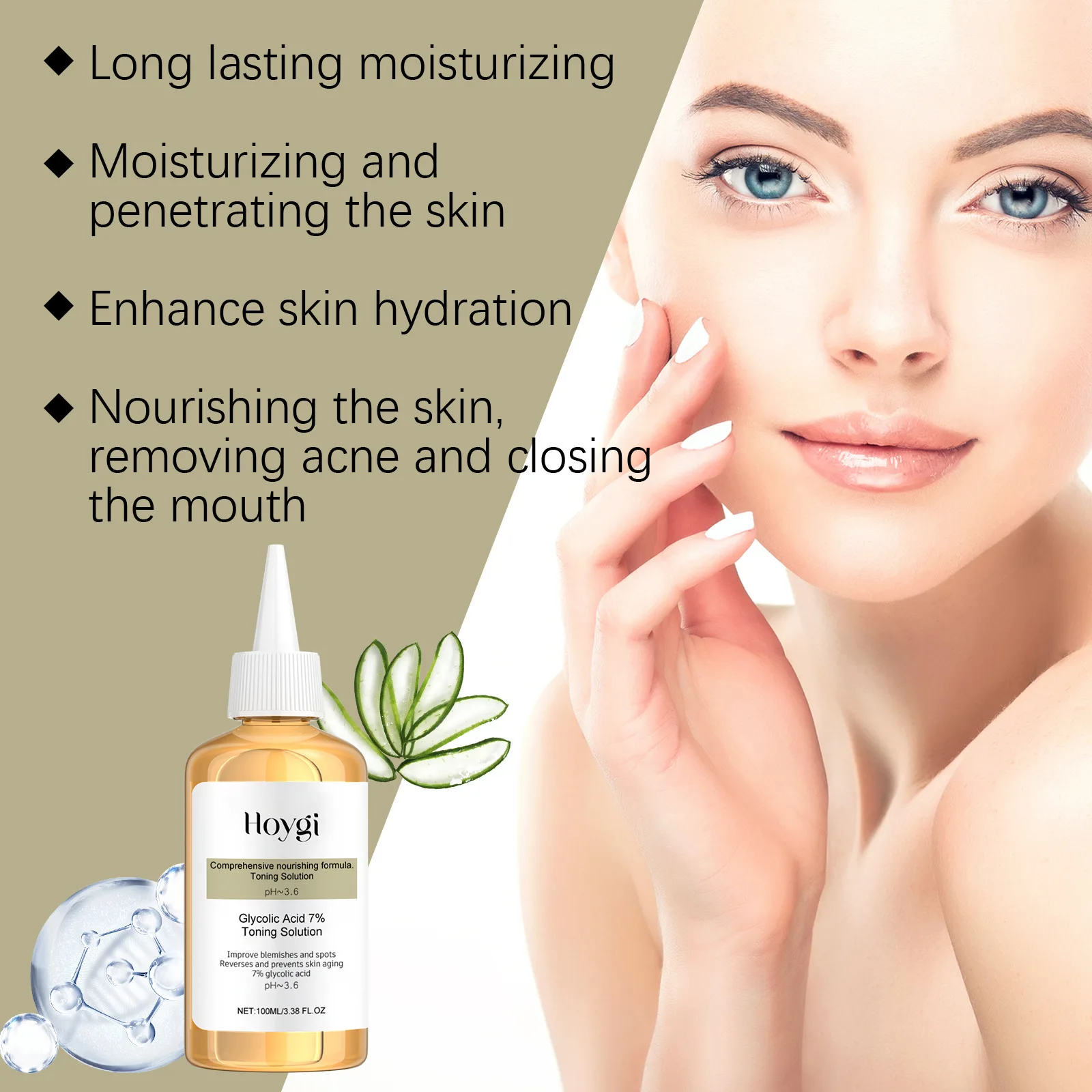 Glycolic Sour 7% Toning Resurfacing Solution for Blemishes and Acne Facial Exfoliation Astringe Pores Glycolic Acid 7% Toner