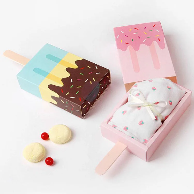 special handle ice cream shape paper cookie gift box dividers drawer gift box for kids