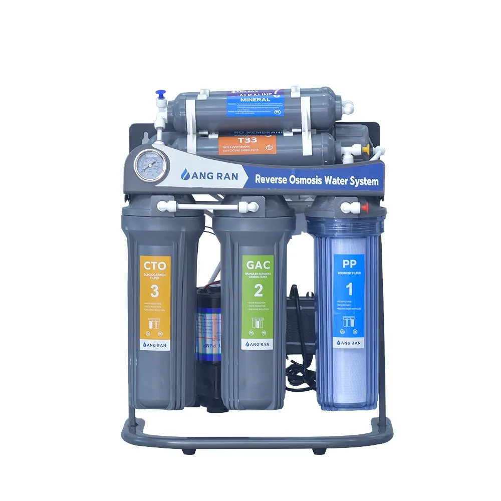 Popular 7 stage alkaline reverse osmosis water purifier ro filter with oil pressure gauge