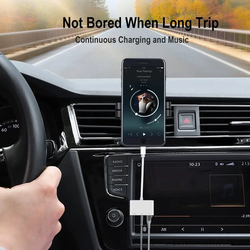 3 in 1Headphone Adapter 3.5mm Jack Headphone Adapter 3 in 1 Earphone and Charging Splitter for iPhone 1211SEXSXRX87 and iPad