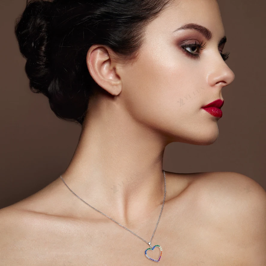 YL 925 Sterling Silver Earrings Necklace Set Rainbow Diamond Cubic Zircon Fashion Jewelry Luxury Jewelry Sets for Women