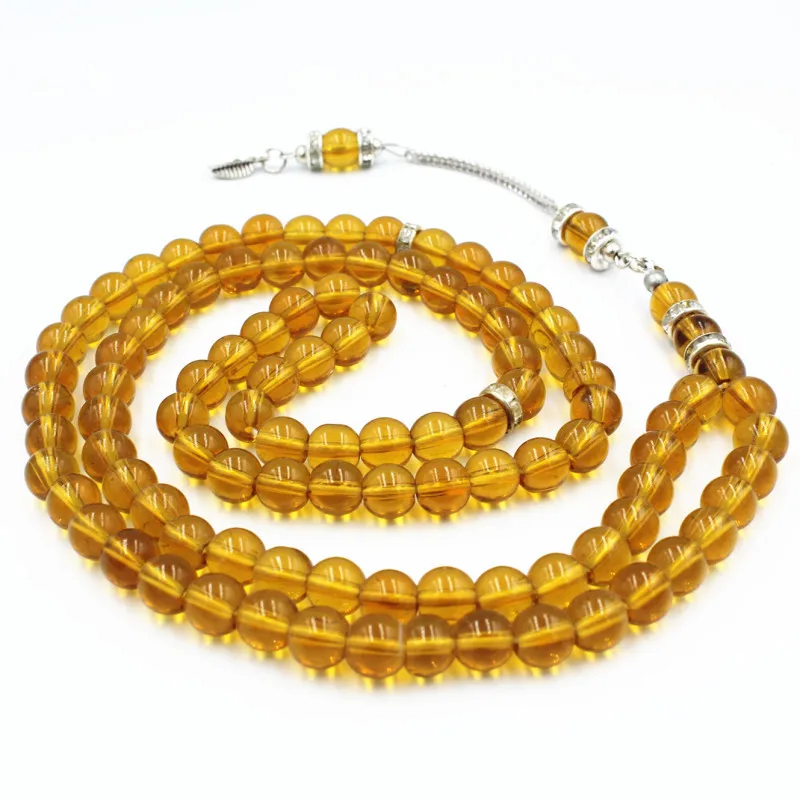 Factory Outlet Crystal Glass Muslim Rosary 8mm 99Bead TASBIH Islamic Prayer Beads Jewelry