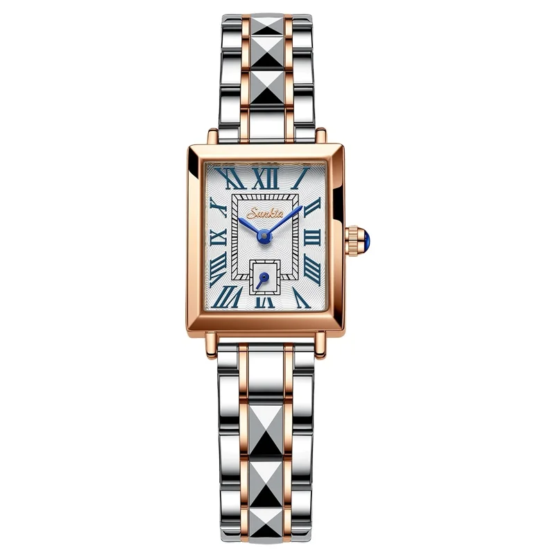 SUNKTA Women Watches Fashion Square Ladies Quartz Watch Bracelet Set Dial Simple Rose Gold Luxury Women Watches