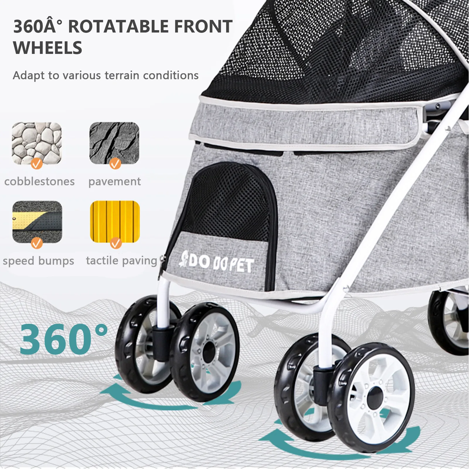 Pet Dog Stroller Dogs Carrier For Pets Cats Bags Foldable Strolling Cart Four Wheels for