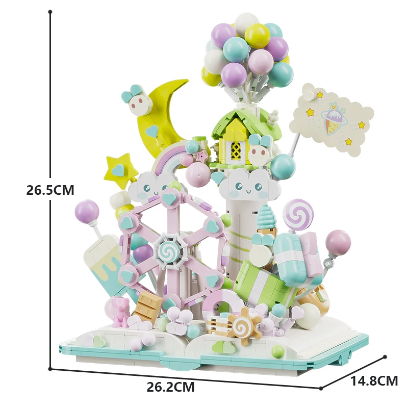 MJ13065 Creative Ferris Wheel Candy House Building Set Dessert Dream Castle Series Building Blocks for Children Christmas Gifts