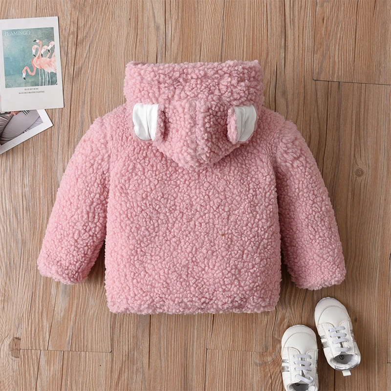 Quality Artificial Wool Outfit Baby Winter jackets Outwear Infant Toddlers Baby Girl fur hood long sweater Coat With Hood