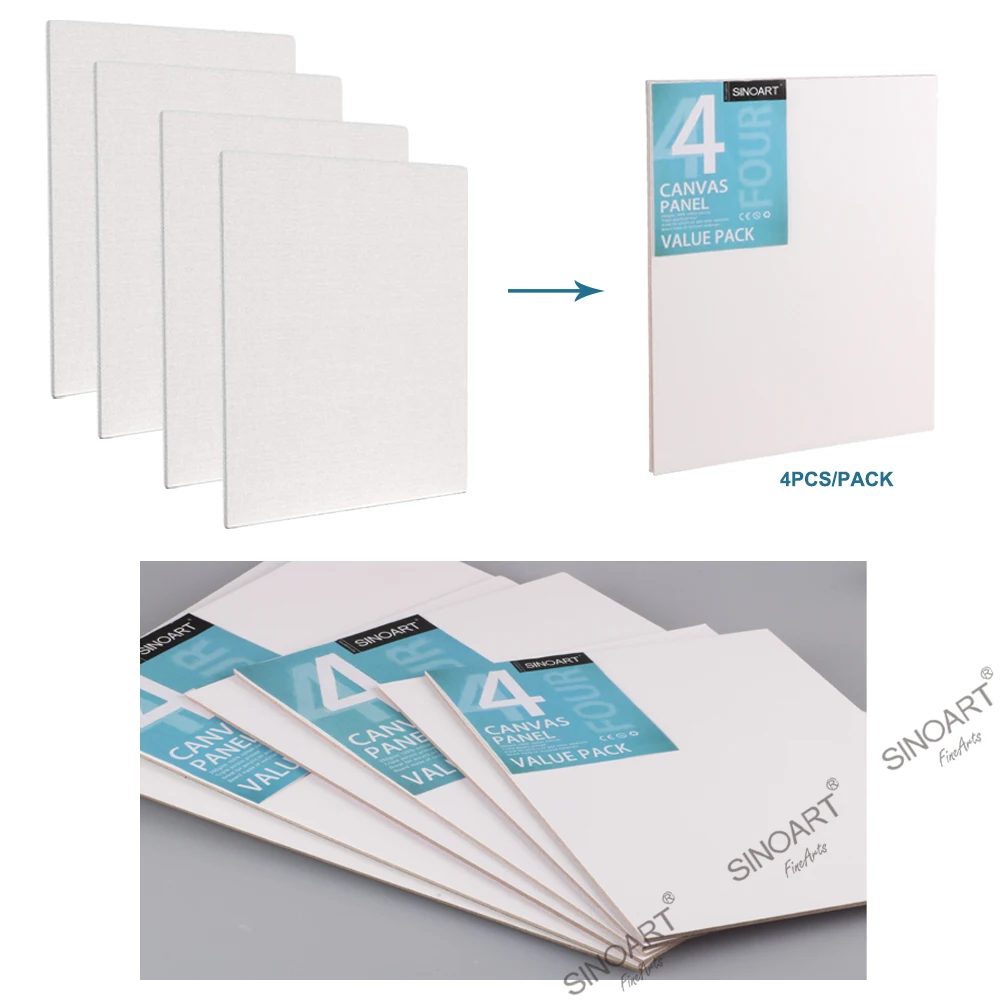 SINOART OEM Size Art Mat Boards Cut Edge Canvas Panel set For Framing With Acrylics And Oils
