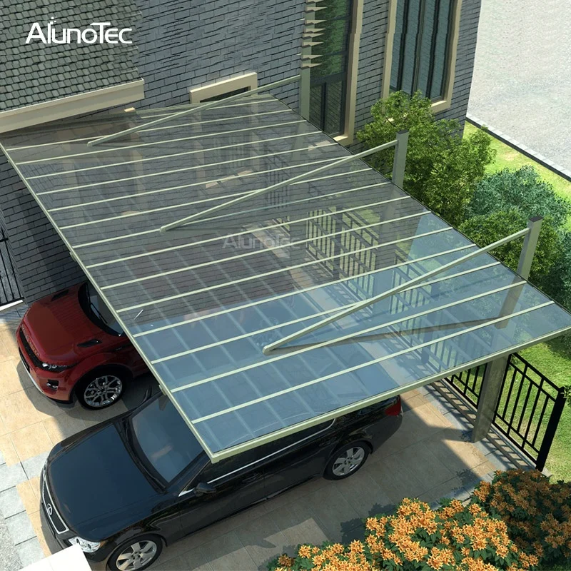 Современная Водонепроницаемая серая двойная Автомобильная крыша AlunoTec из поликарбоната патио навес садовая алюминиевая палатка уличный гараж парковка