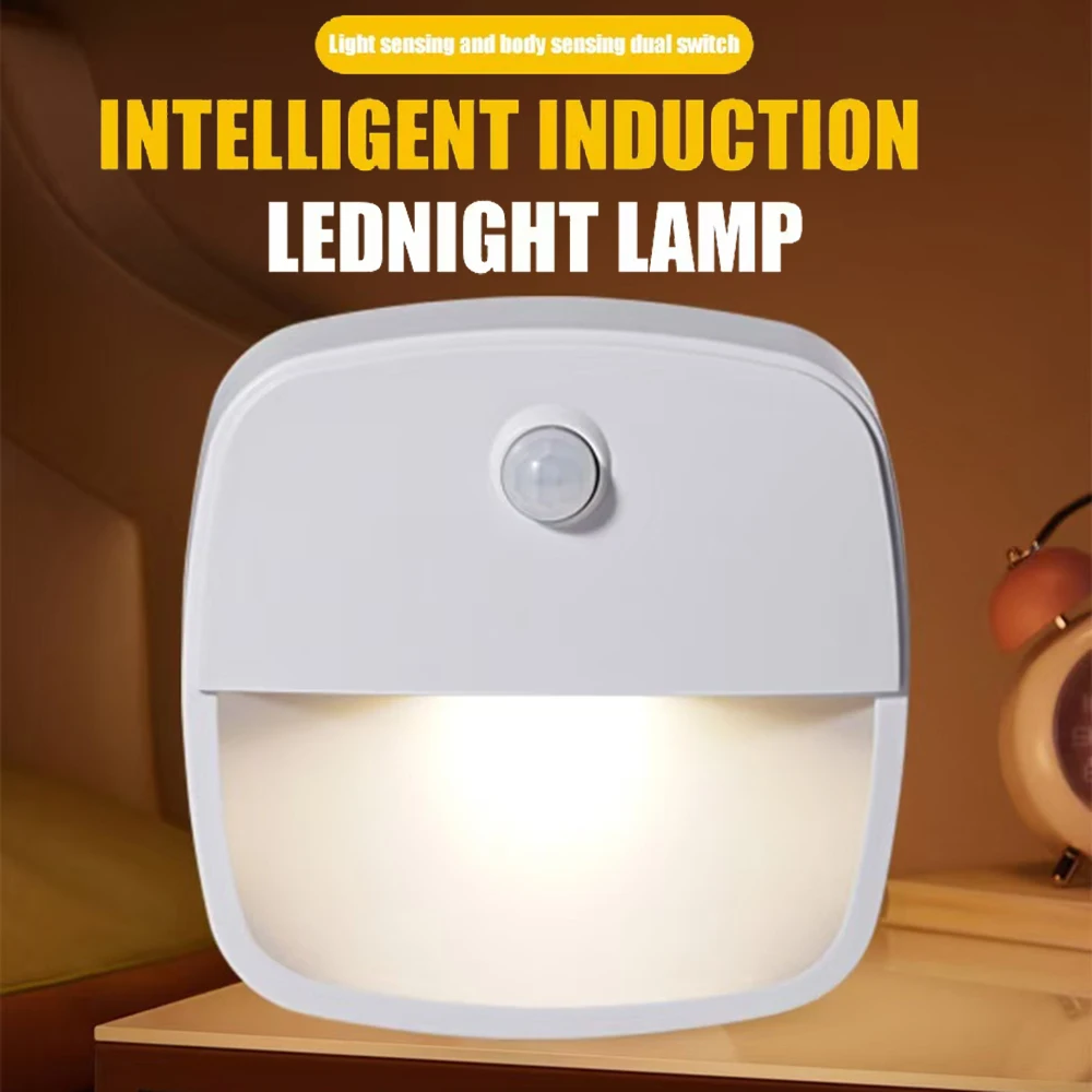 Motion Sensor Light Indoor Led Night Rechargeable Warm Whit Light Battery Bed Lamp Wireless Night Light For Home Room