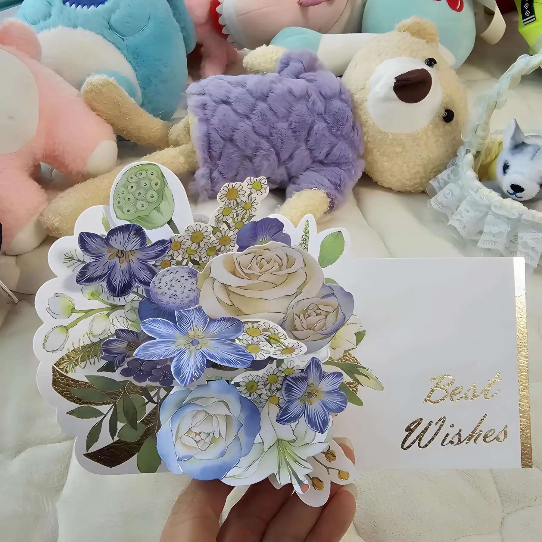 3D Greeting Card 4 packs Pop Up Paper Flower Card with Envelope Gifts for Birthday