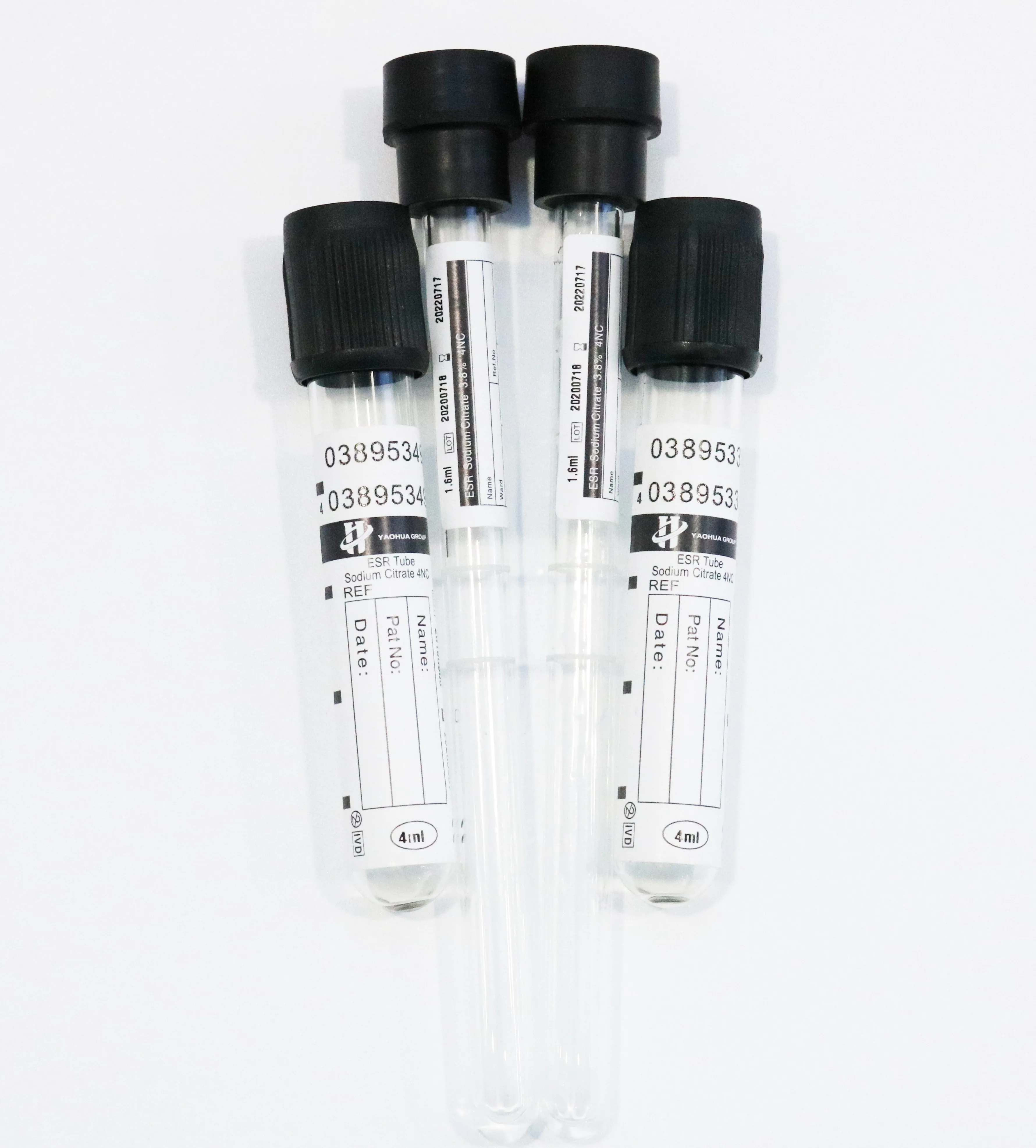 
ESR tube blood collection 4nc PET and glass tube 1.28 ml 8*120mm 9*120mm 3.8% sodium citrate 