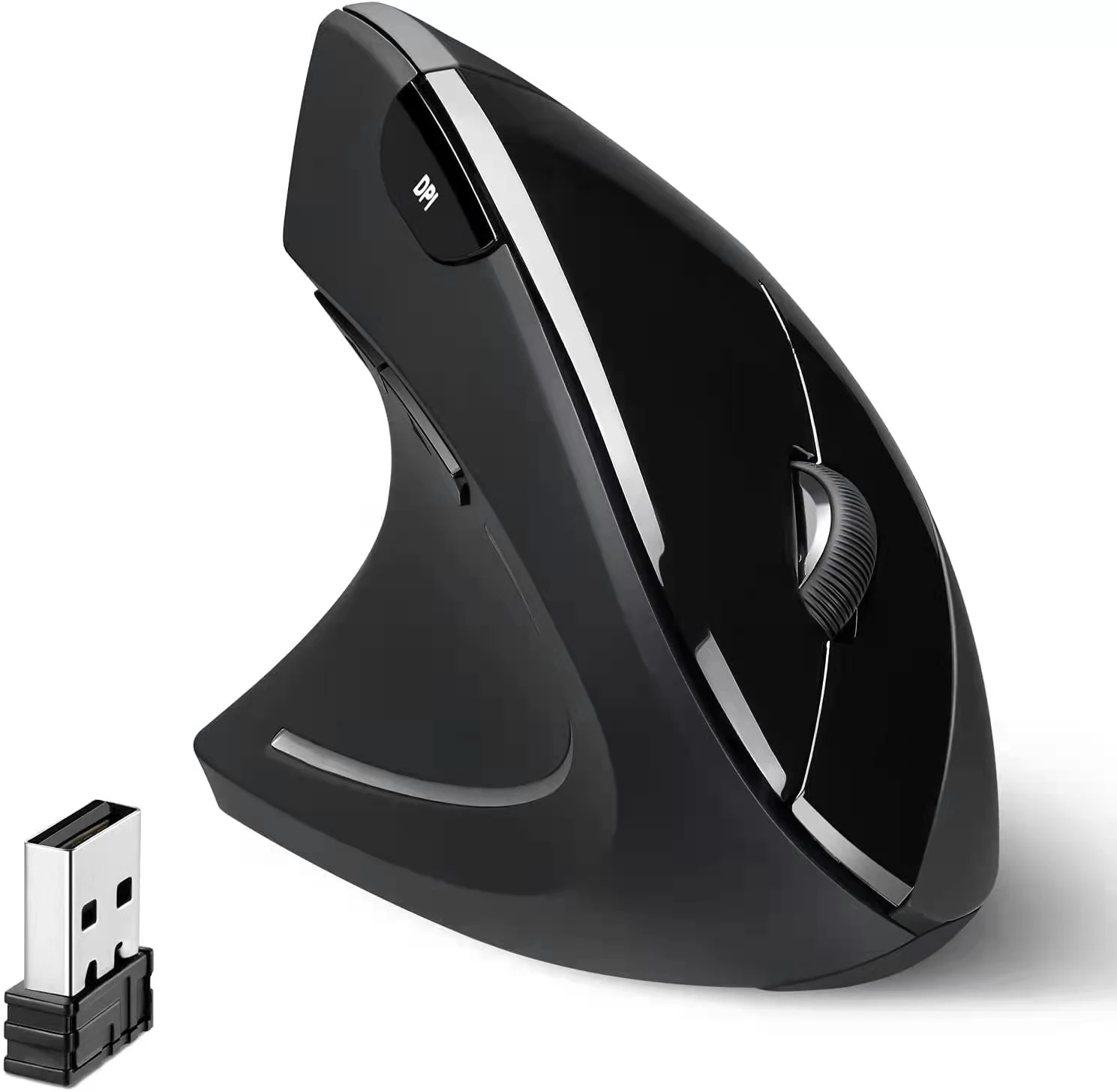 Wireless gaming 2.4 GHZ ergonomic vertical left hand mouse suitable for PC laptop desktop office use with adjustable DPI levels