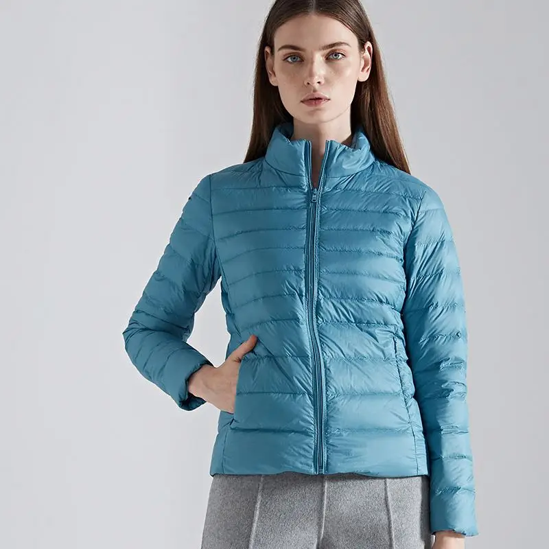 Manufacture low price custom logo printing Women Down Jacket Ultralight 90% down 10% feather down coat for women